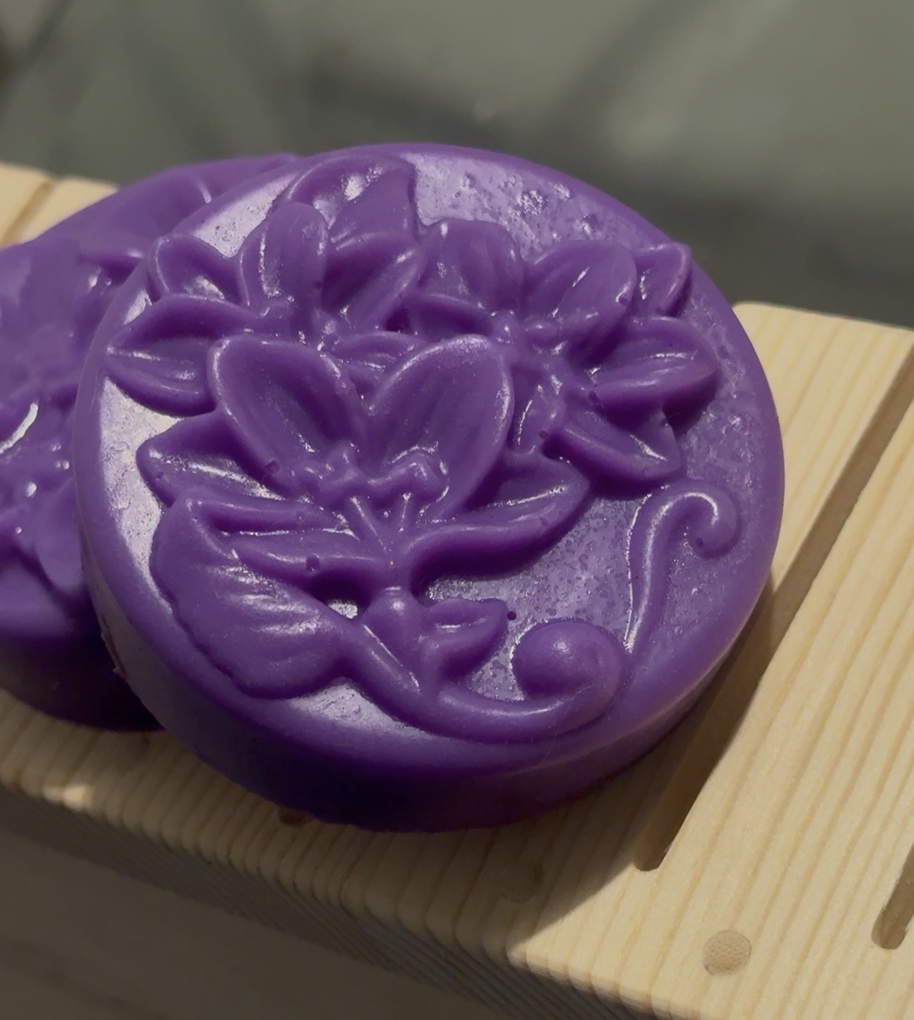 Floral Hand Soap — purple, floral-embossed