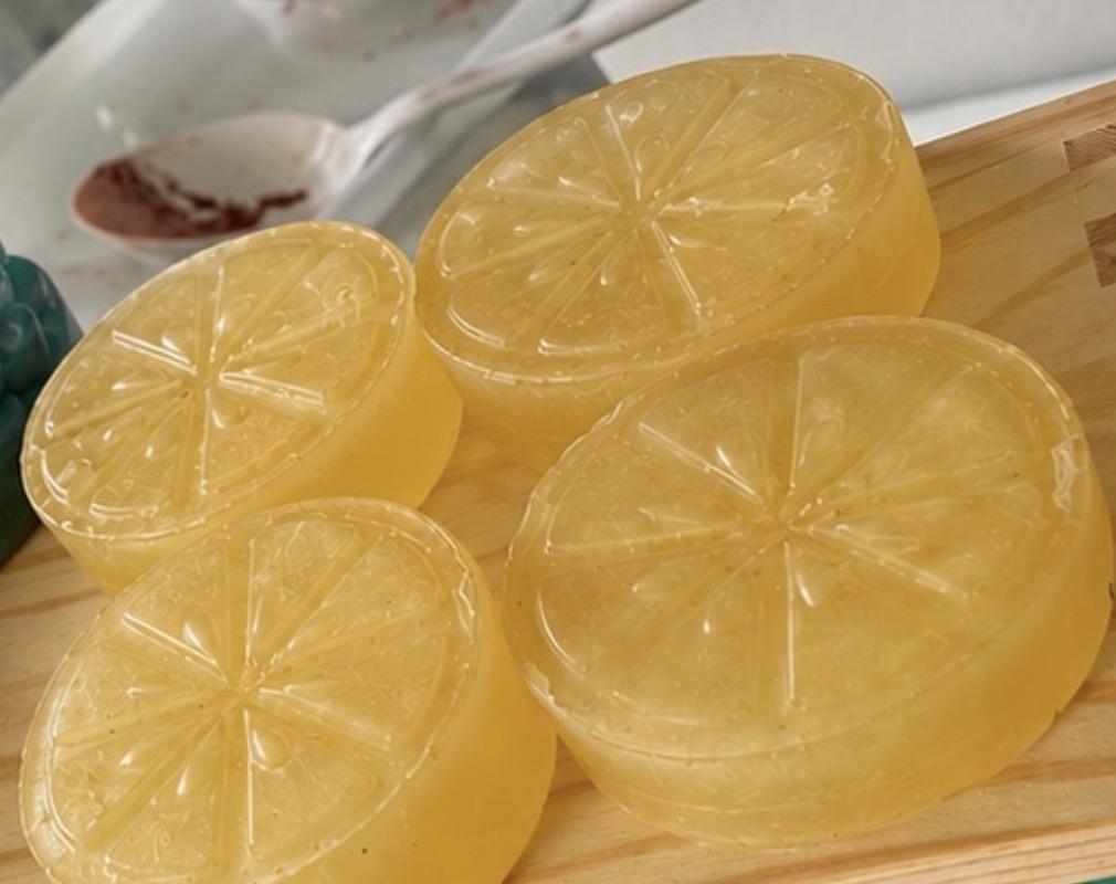 Zesty Lemongrass Body & Hand Soap — yellow, round